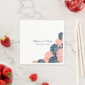 ネイビーコーラルダリア結婚スまたはブライダルシャワーナプキン スタンダードカクテルナプキン (インサイチュ)