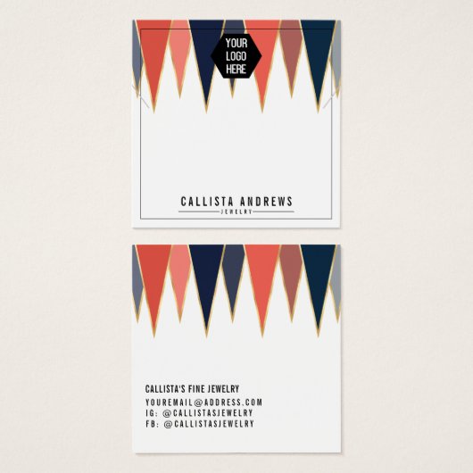 ネイビーコーラルトライアングルジオロゴネックレスディスプレイカード (正面&裏面)