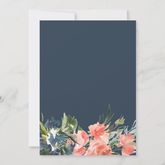 ネイビーコーラルフローラブライダルシャワー招待 案内状 (裏面)