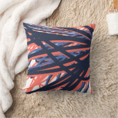 ネイビーコーラルホワイト抽象芸術リバーシブル装飾用クッション クッション (ブランケット)