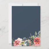 ネイビーコーラルボタニカルベビーシャワー招待状 招待状 (裏面)