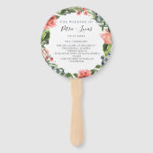 ネイビーコーラルボタニカル結婚式 プログラムハンドファン ハンドファン (正面)