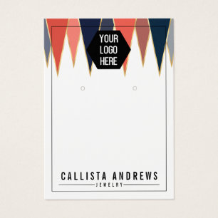 ネイビーコーラル三角形ジオロゴイヤリングディスプレイカード