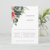 ネイビーコーラル フラワー ウェディング 招待状 (スタンド正面)