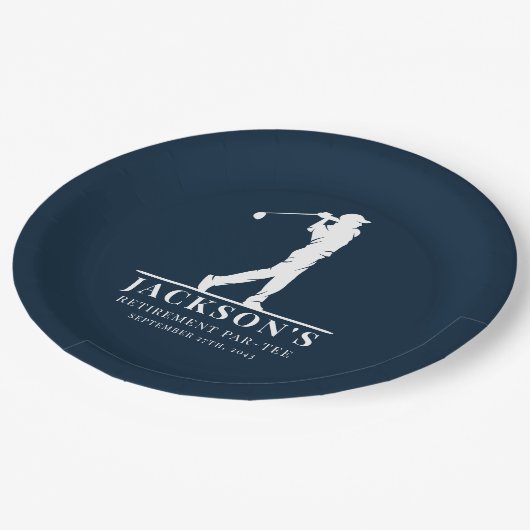 ネイビーゴルフをテーマにした定年パーティー ペーパープレート (アングル)