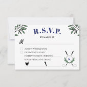 ネイビーゴルフをテーマにした退職パーティー食事選択 出欠カード (正面)