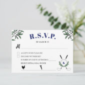 ネイビーゴルフをテーマにした退職パーティー食事選択 出欠カード (スタンド正面)