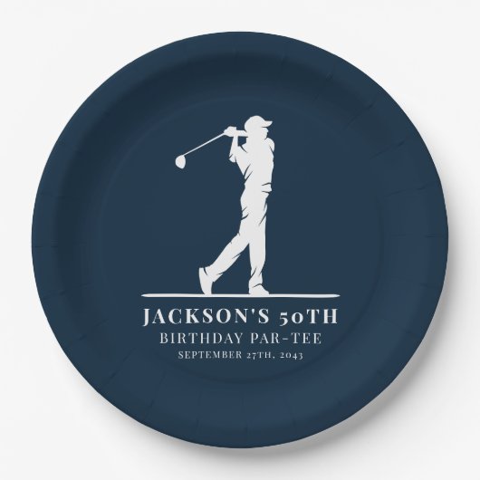 ネイビーゴルフテーマ誕生日パルティー ペーパープレート (正面)