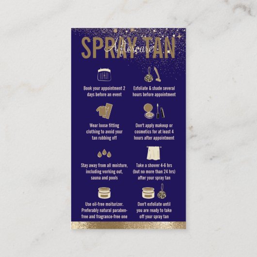 ネイビーゴールデンアフターケアの指示スプレーなめし 名刺 (裏面)