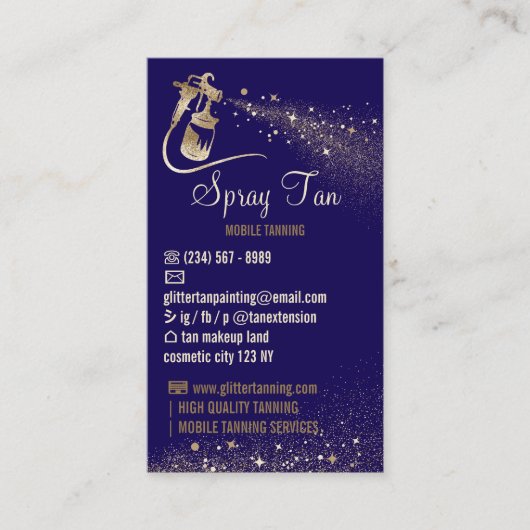 ネイビーゴールデンアフターケアの指示スプレーなめし 名刺 (正面)