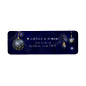ネイビーゴールデンオーナメントホリデイ差出人住所ラベル ラベル (正面)
