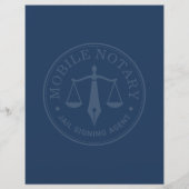 ネイビーゴールドのモバイル公証人法的署名請求書 レターヘッド (裏面)