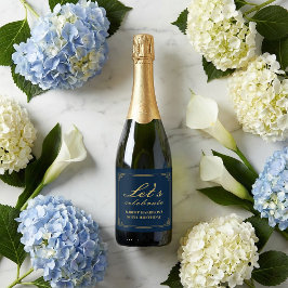 ネイビーゴールドの上品なシャンパンラベル 80歳の誕生日 スパークリングワインラベル
