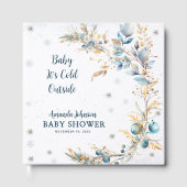 ネイビーゴールドの冬のベイビーシャワー ゲストブック (正面)