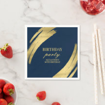 ネイビーゴールドの誕生日パーティー用紙皿