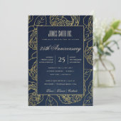 ネイビーゴールドクラフトローズフラワーコーポレートパーティーイベント 招待状 (スタンド正面)