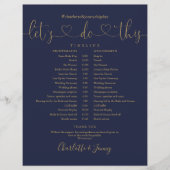 ネイビーゴールドハートスクリプト結婚式スケジュールタイムライン (正面)