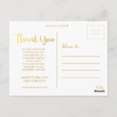 ネイビーゴールドフォイルありがとうスクリプトタイポグラフィ写真 ポストカード (裏面)