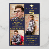 ネイビーゴールドフォイルHS卒業発表 箔シーズンカード (正面)