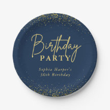 ネイビーゴールドラメ風船誕生日パーティー