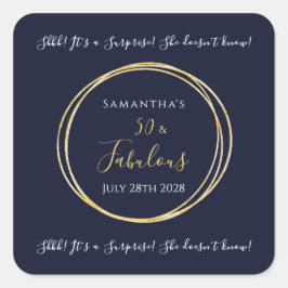 ネイビーゴールド50周年サプライズバースデーパーティー スクエアシール