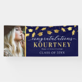 ネイビーゴールド 2025 卒業写真 バナー 横断幕 (横)