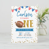 ネイビーサッカーゲームタイムキッドの誕生日招待状 招待状 (スタンド正面)