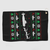 ネイビーサブマリーナー醜いクリスマスセーター ゴルフタオル (横)