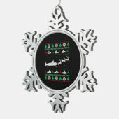 ネイビーサブマリーナー醜いクリスマスセーター スノーフレークピューターオーナメント (右)