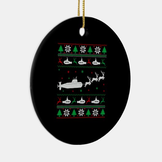 ネイビーサブマリーナー醜いクリスマスセーター セラミックオーナメント (右)