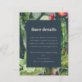 ネイビーサボテンの葉水色結婚の詳細 エンクロージャーカード (正面/裏面)