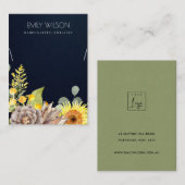 ネイビーサンフラワーパインフローラネックレスディスプレイロゴ 名刺 (正面/裏面)