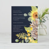 ネイビーサンフラワーユーカリフローラシャワー郵便 招待状 (スタンド正面)