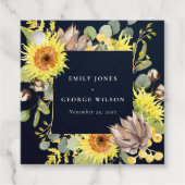 ネイビーサンフラワーユーカリプツパインコーン結婚フローラ フェイバータグ (正面)