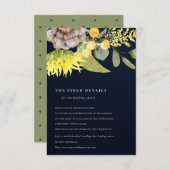 ネイビーサンフラワーユーカリ結婚フローラ詳細 エンクロージャーカード (正面/裏面)