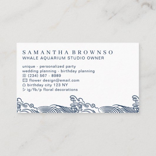 ネイビーサーフアクアリウムクジラ 名刺 (裏面)