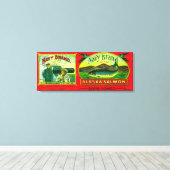 ネイビーサーモン缶ラベルQuadra Bay, AK キャンバスプリント (インサイチュ (ウッドフロア))