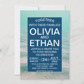 ネイビーザシーヒトデターコイズ結婚 招待状 (正面)