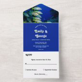ネイビーザシーフィッシュ沿岸ビーチ結婚式 オールインワン招待状 (内側)