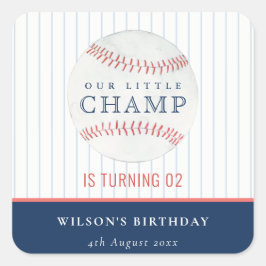 ネイビーザリトルチャンプ野球任意の年齢誕生日 スクエアシール