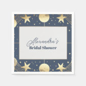 ネイビーシアルクレセントムーンブライダルシャワー スタンダードカクテルナプキン (正面)