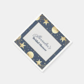 ネイビーシアルクレセントムーンブライダルシャワー スタンダードカクテルナプキン (角)