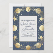 ネイビーシアルクレセントムーンブライダルシャワー 招待状 (正面)