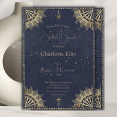 ネイビーシアルサンアンドムーンブライダルシャワーブランチ 招待状