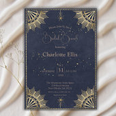 ネイビーシアルサンアンドムーンブライダルシャワーブランチ 招待状