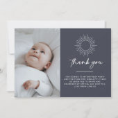 ネイビーシアルサンフォトサンキューカード 招待状 (正面)