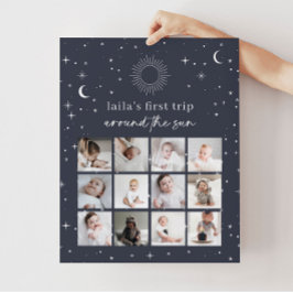 ネイビーシアルサン1stバースデーフォトコラージュ ポスター