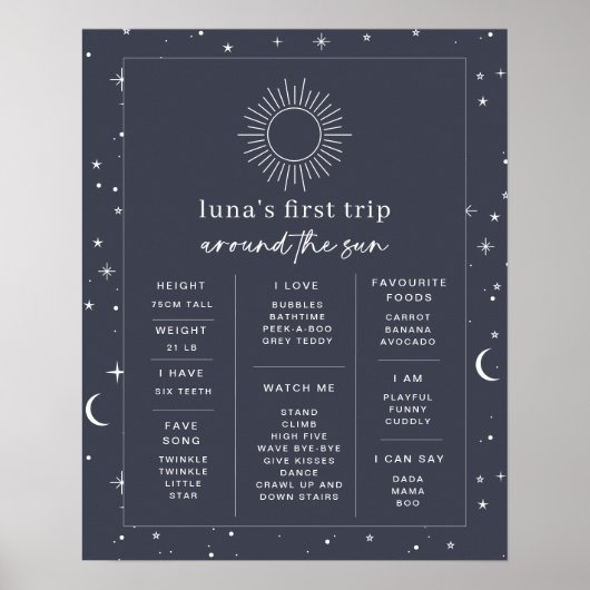 ネイビーシアルサン1stバースデーマイルストーンポスター ポスター (正面)