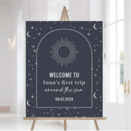 ネイビーシアルチュアル太陽1stバースデーウェルカムサイン ポスター