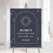 ネイビーシアルチュアル太陽1stバースデーウェルカムサイン ポスター